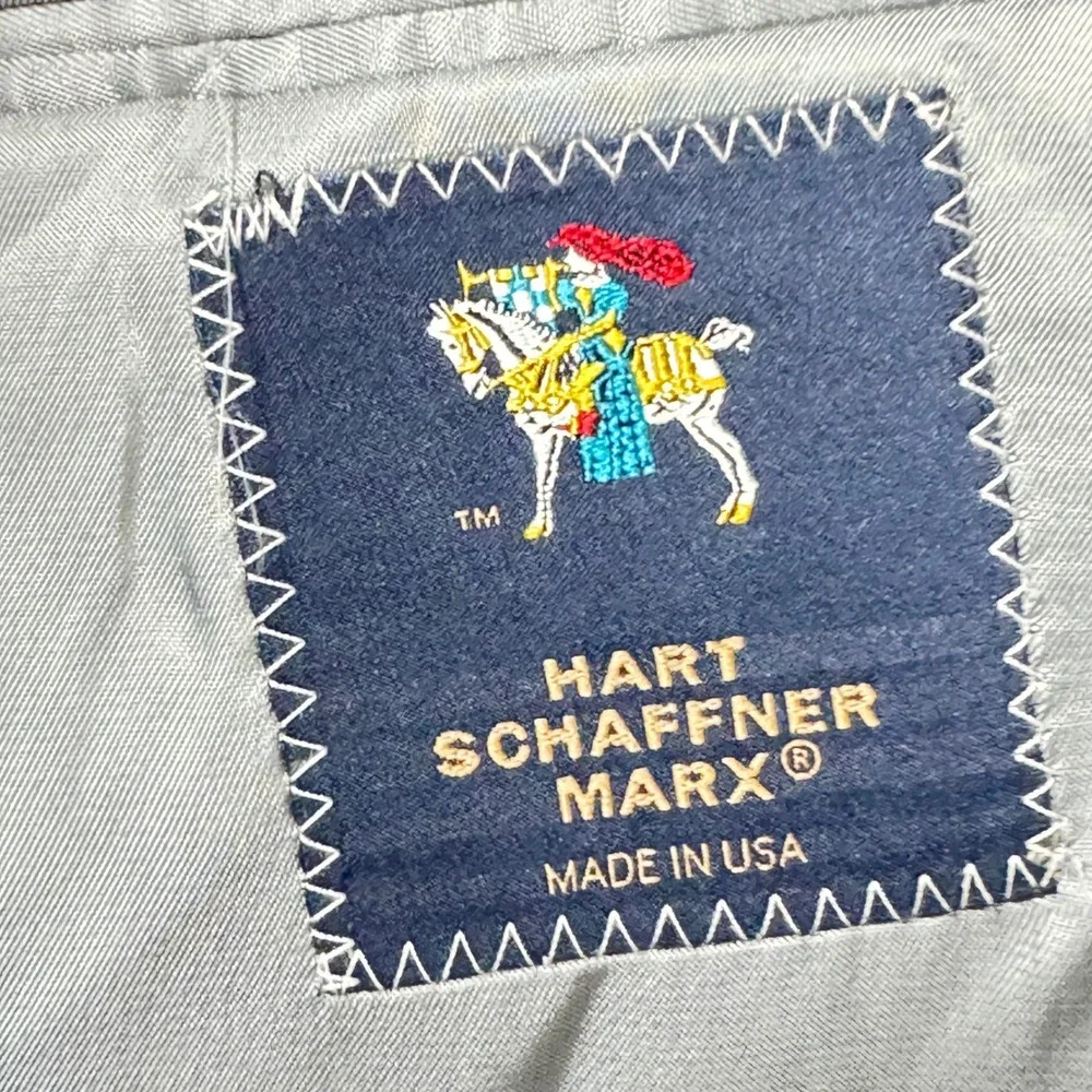 Hart Schaffner Marx Blazer Mens 44L Gray Glen Plaid Sport Coat Made in USA